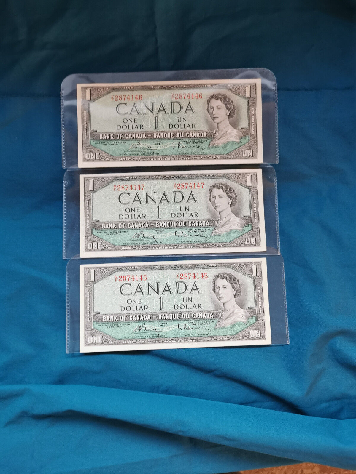 Nice  Sequential Tri0 Of 1954 Bouey-rasminsky  $2.00 Bills-notes