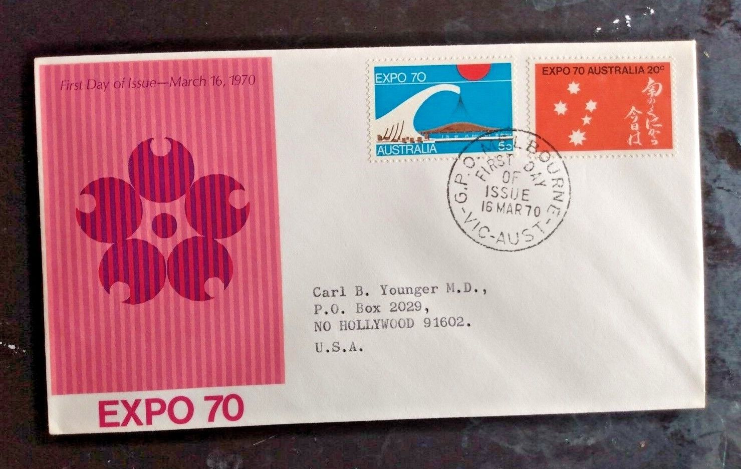 Australia Expo Osaka Japan 1970 Gpo Melbourne Official Cachet Fdc Addr To Usa