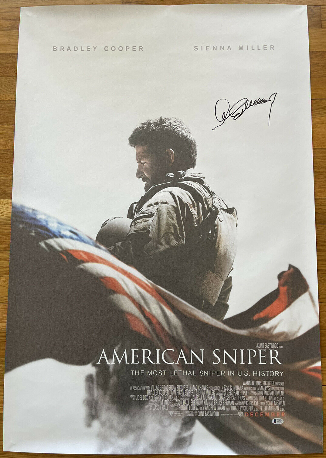 Clint Eastwood Signed American Sniper 27x40 Movie Poster Beckett Bas Loa #a67472