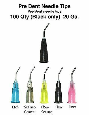 100 (black) Pre Bent Needle Tips For Flow - Sealant Pre-bent Needle Tips 20 Ga.