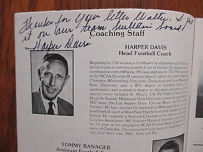 Harper  Davis  Signed  1980  Millsaps  College  Football Program (byrd  Hillman)