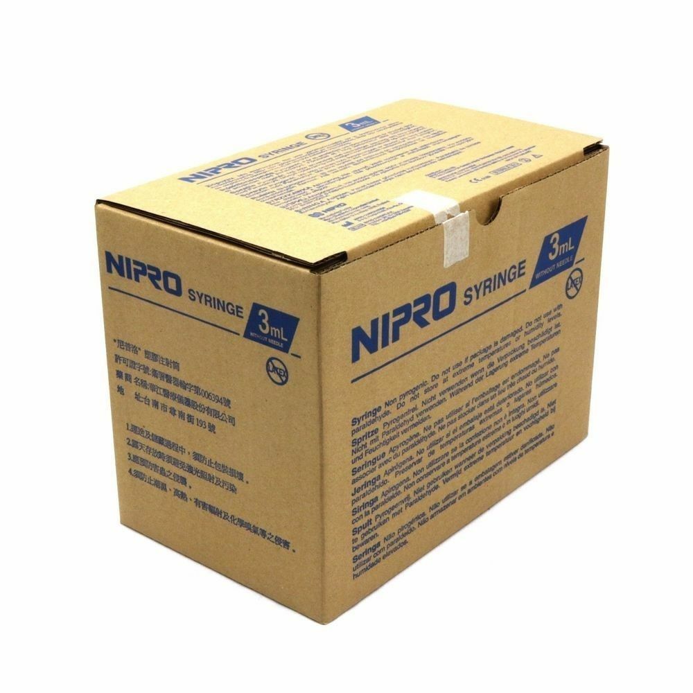 Nipro- Box Of 100 3ml / 3cc Sterile Syringe Only With Luer Locktip Latex Free