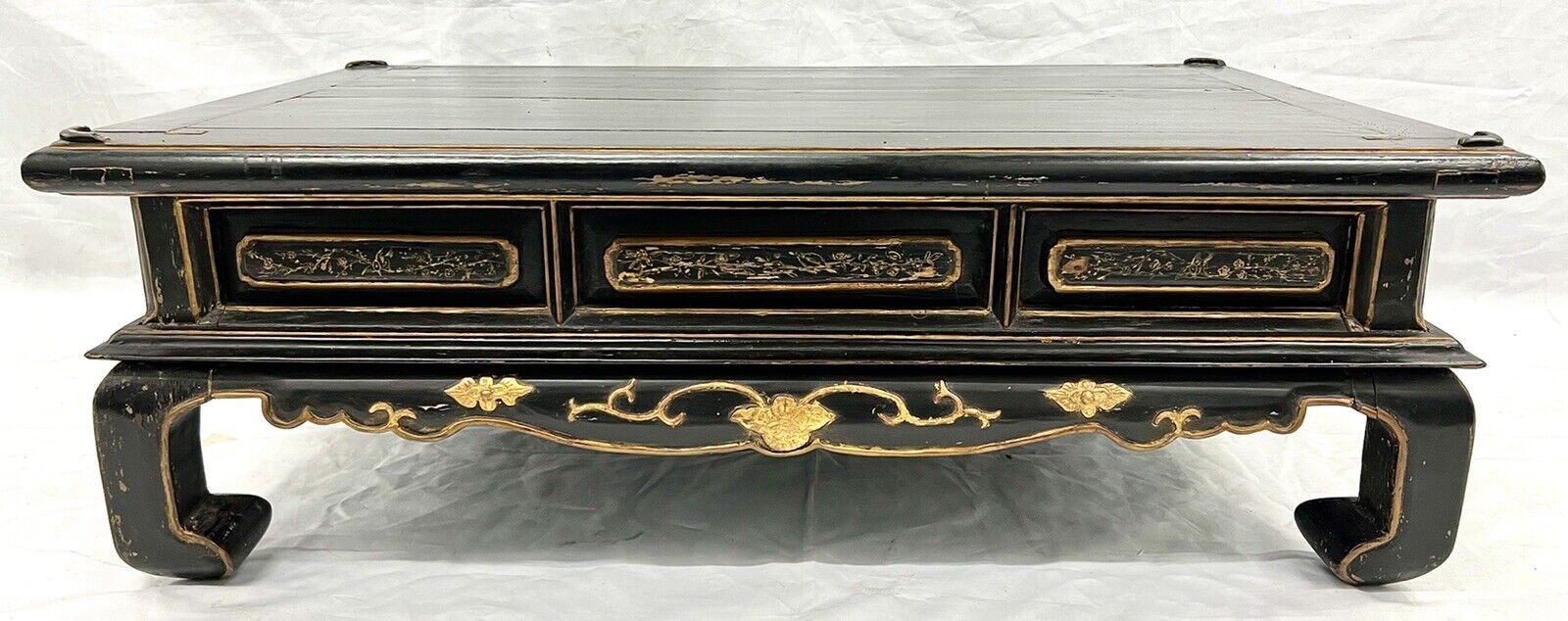 Very Old Hand Carved Chinese Gilt/lacquer Low Table