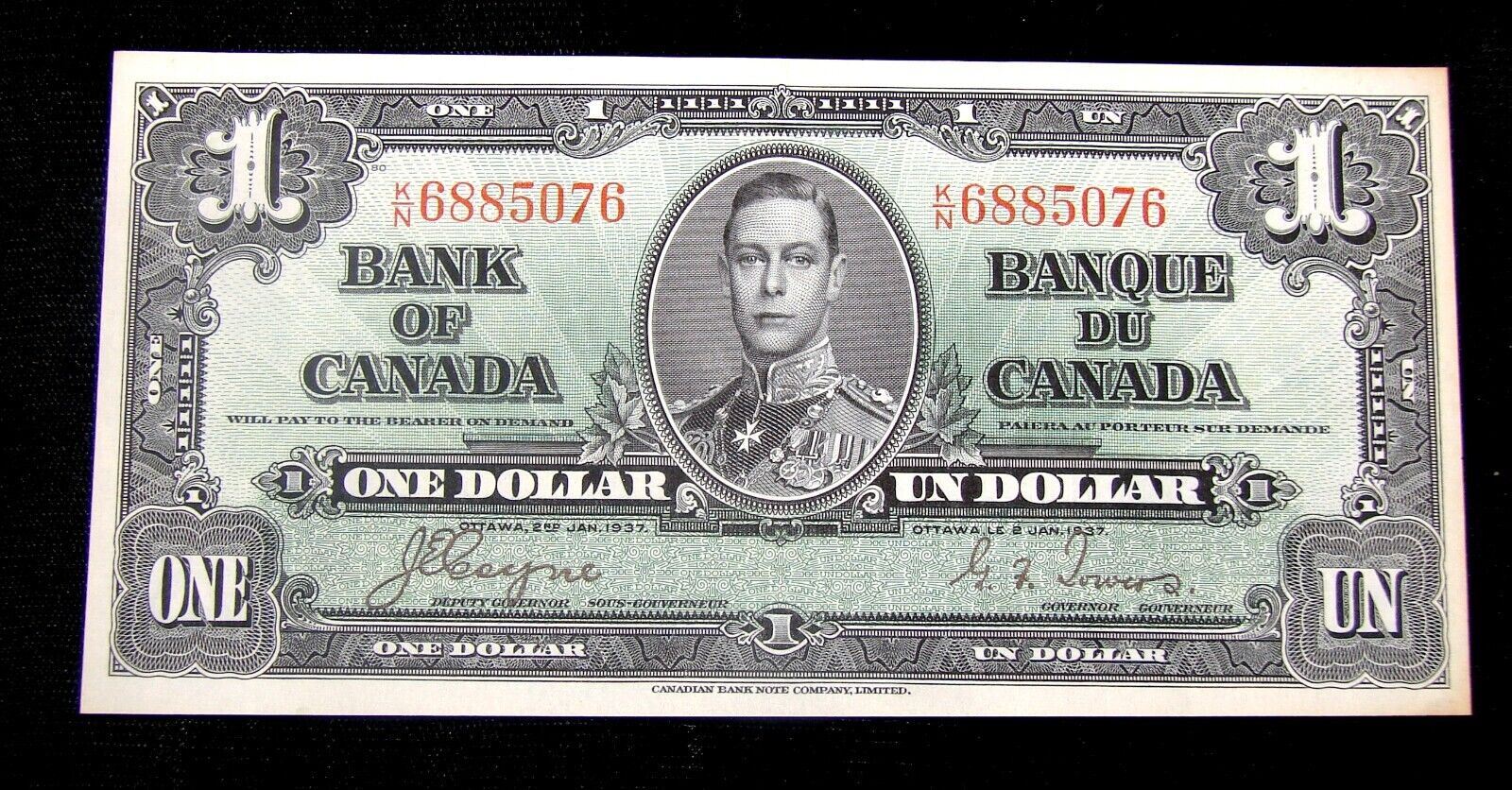 1937 Bank Of Canada $1 One Dollar P58e Coyne-towers Nice High Grade Note