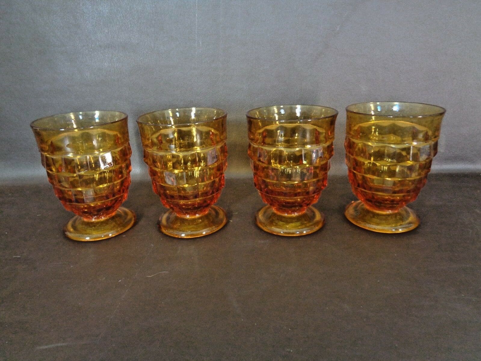 Whitehall By Colony Amber Footed Tumbler Set Of Four