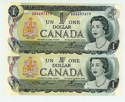 Canada ... P-85a (bc-46a) .. 1 Dollar .. 1973 .. *unc* Consecutive Notes- Pre Ab