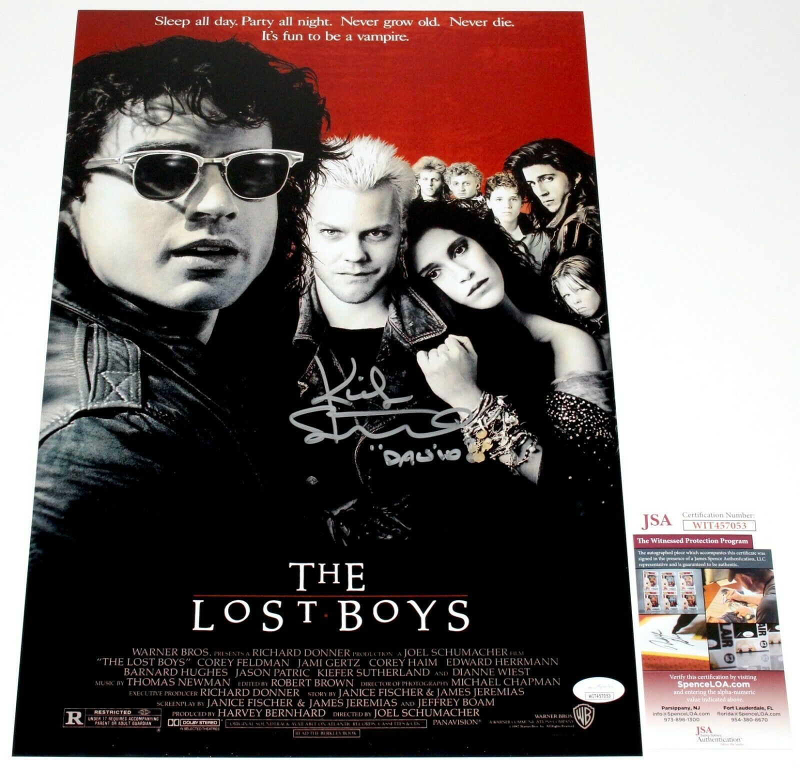 Kiefer Sutherland Signed Authentic 'the Lost Boys' 12x18 Movie Poster Coa Jsa