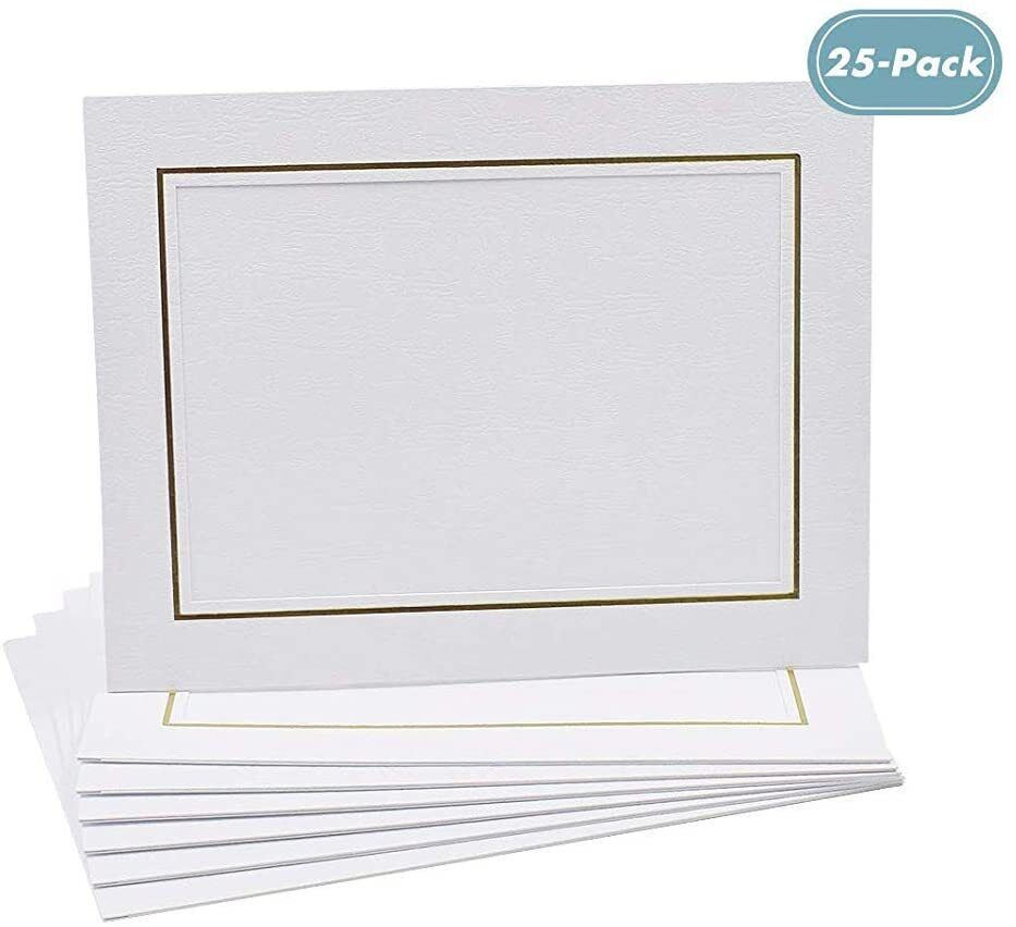 Pack Of 25 Cardboard Photo Easel Frame For 5x7 Photos White With Golding Lining