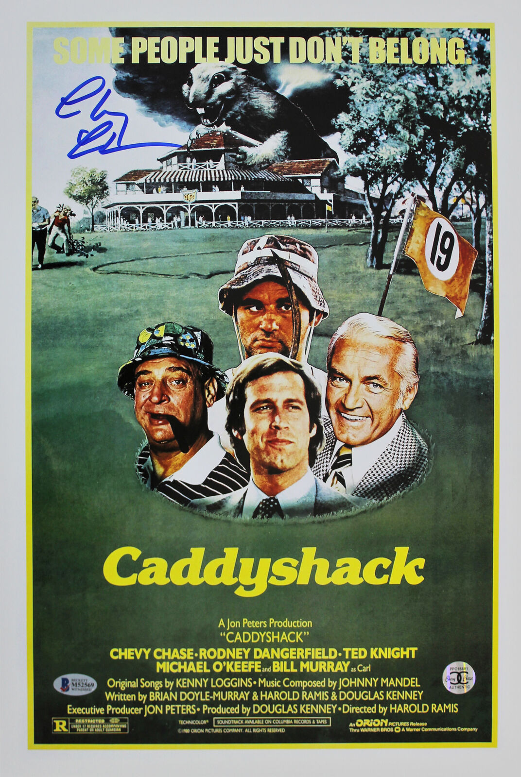 Chevy Chase Caddyshack Authentic Signed 12x18 Mini Movie Poster Bas Witnessed 3