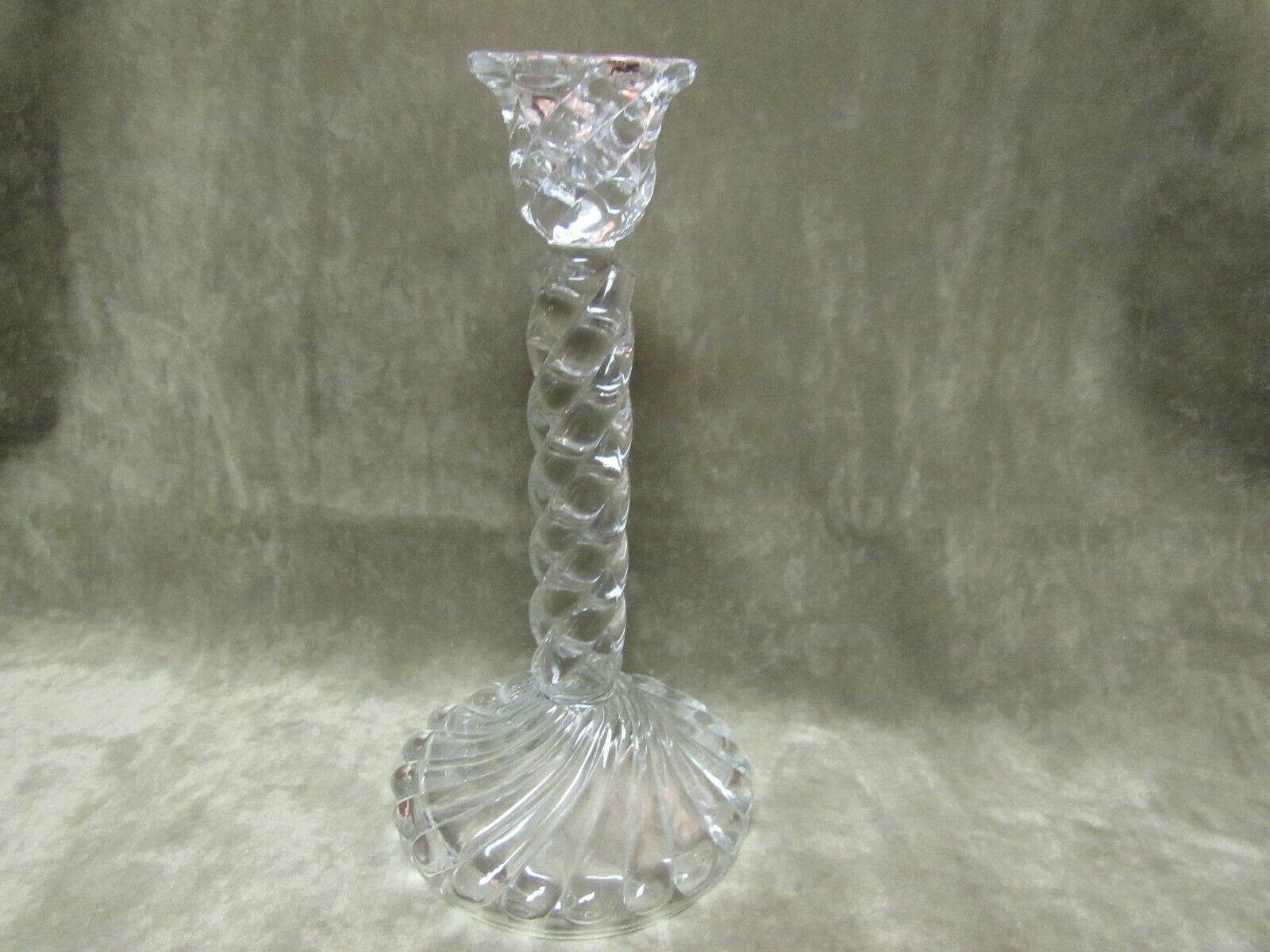 Circa 1930's Fostoria Glass Colony Swirl Design Tall Single Candlestick In Clear